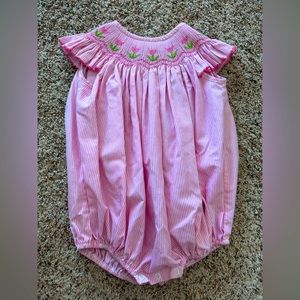 Smocked tulip bubble. Delaney brand. Size 18 month.